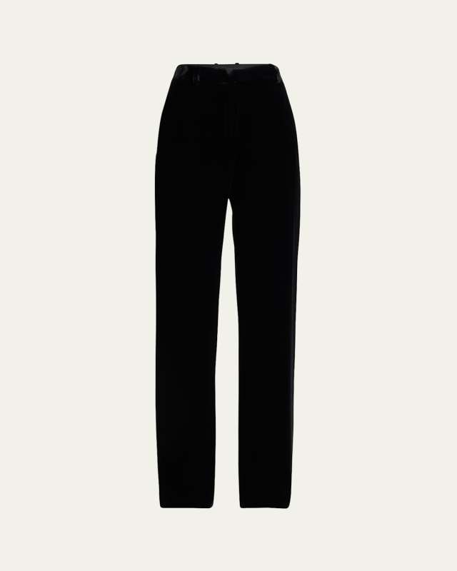 Goldie Straight Leg Silk Velvet Trousers